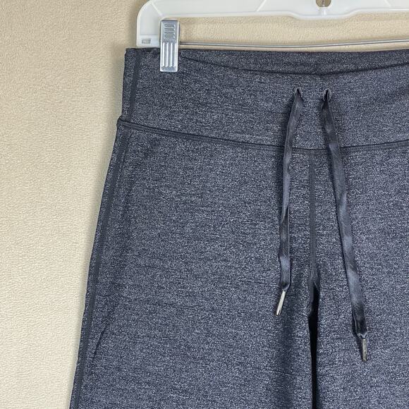 Lululemon Pants Womens M Gray Wide Leg Cropped Drawstring Waist Athletic Stretch - Picture 3 of 12